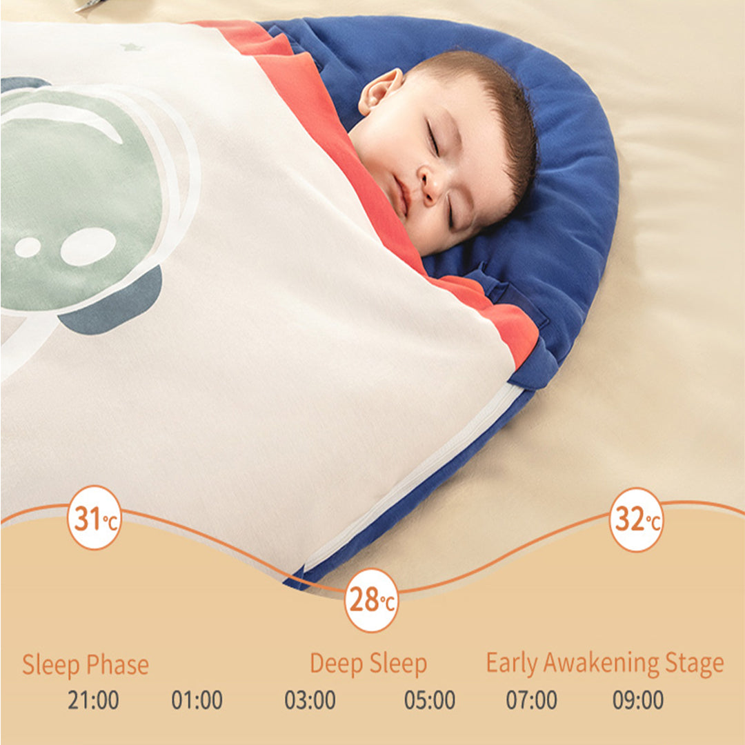 Newborn Baby Swaddle Bag, 100% Cotton, Cute Dino Design, Two-Way Zipper, Baby Sleeping Bag