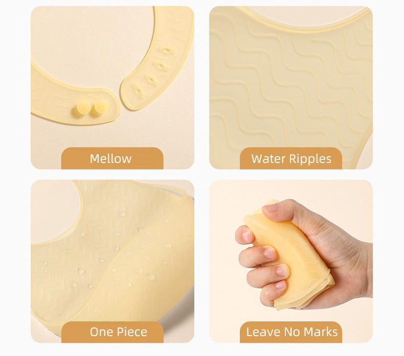 Smile shaped silicone waterproof bib, soft material and tear resistant, silicone Baby Bib, BPA Free with Food Catcher