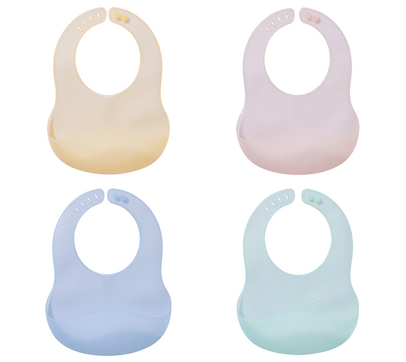 Smile shaped silicone waterproof bib, soft material and tear resistant, silicone Baby Bib, BPA Free with Food Catcher