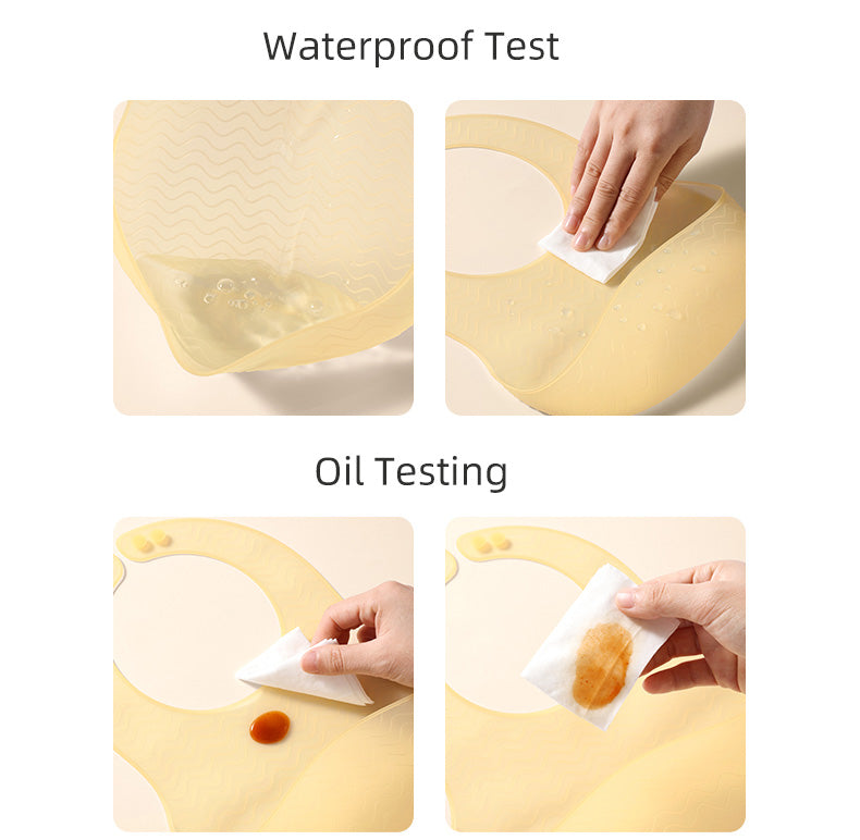 Smile shaped silicone waterproof bib, soft material and tear resistant, silicone Baby Bib, BPA Free with Food Catcher