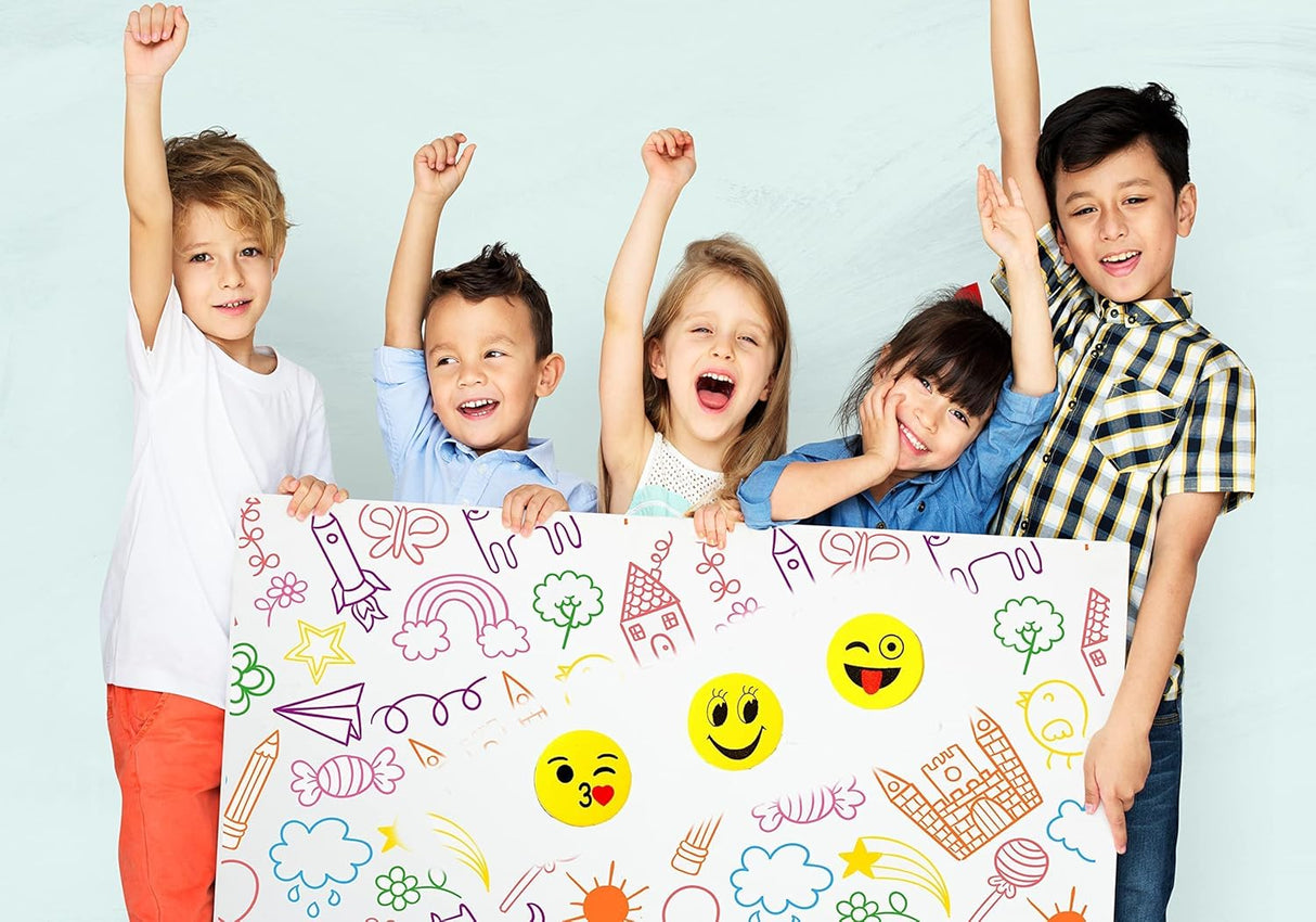 Maah Magnetic White board Eraser, Best Partner of Non-Permanent Dry Erase Marker - Pack of 3 Cute Circular Emoji Dry Erase Erasers / Small Whiteboard Cleaner Duster