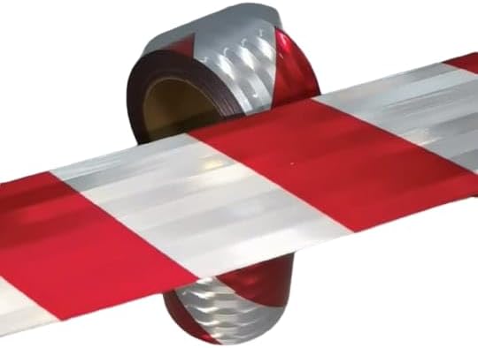Warning tape 3”x50 Meter Red and Reflective White Barricade Caution Hazard Warning Safety Stripe Tape Non-Adhesive for Danger/Hazardous Areas.