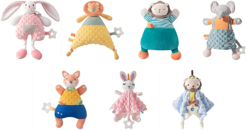 Multi-functional soothing animal shaped soft bean touched sense doll, light and soft food-grade chewable material, soothing teether