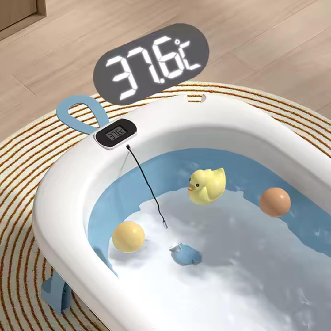 Foldable Baby Bath Tub with Temperature Control, Plastic portable baby bathtub