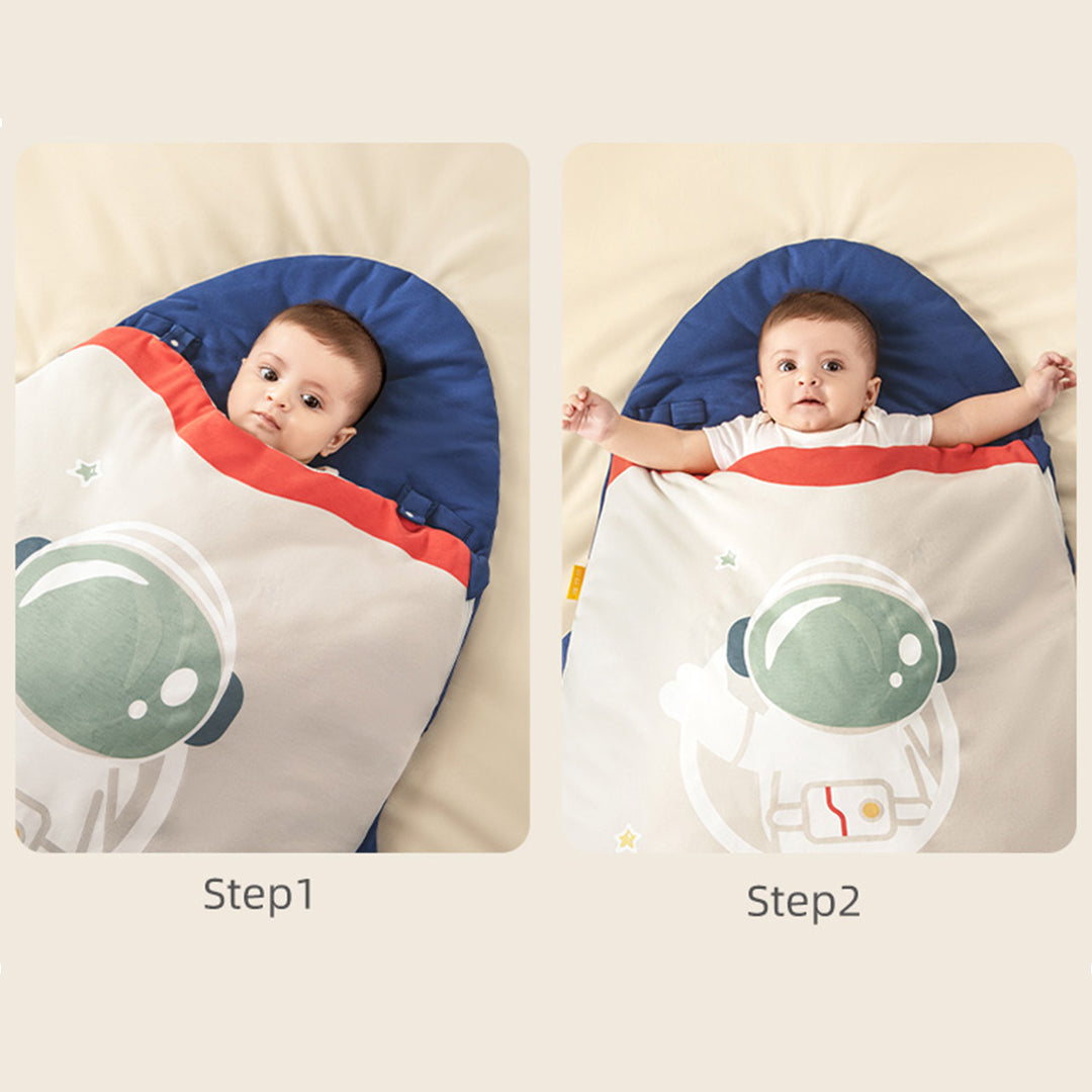 Newborn Baby Swaddle Bag, 100% Cotton, Cute Dino Design, Two-Way Zipper, Baby Sleeping Bag