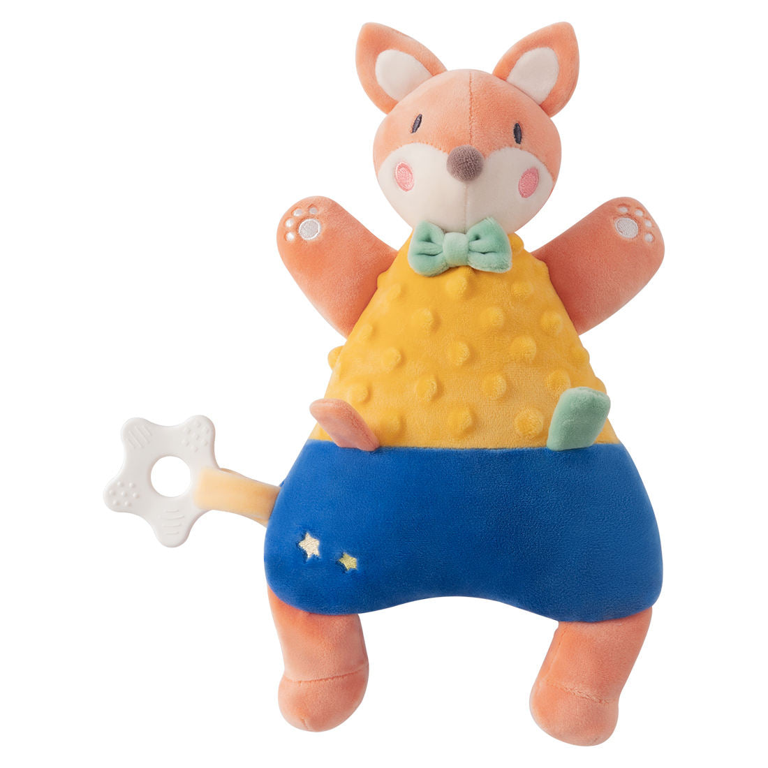 Multi-functional soothing animal shaped soft bean touched sense doll, light and soft food-grade chewable material, soothing teether