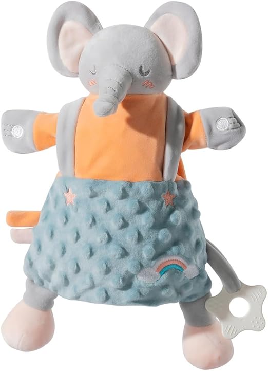 Multi-functional soothing animal shaped soft bean touched sense doll, light and soft food-grade chewable material, soothing teether