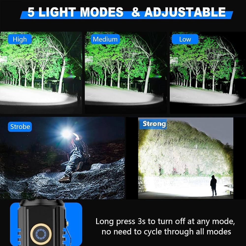 Super Bright Pocket Magnetic USB Taschenlampe Torch Light linterna Metal LED EDC Rechargeable powerful Small Mini Flashlight 600 Lumen Clip Lamp 3 XPG 4 Modes Type-c USB charging