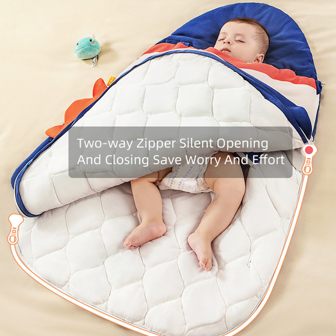 Newborn Baby Swaddle Bag, 100% Cotton, Cute Dino Design, Two-Way Zipper, Baby Sleeping Bag