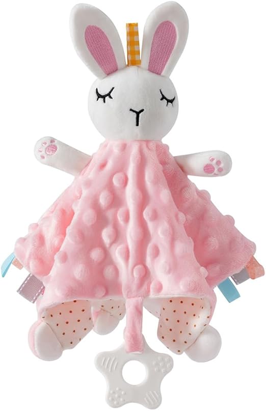 Multi-functional soothing animal shaped soft bean touched sense doll, light and soft food-grade chewable material, soothing teether