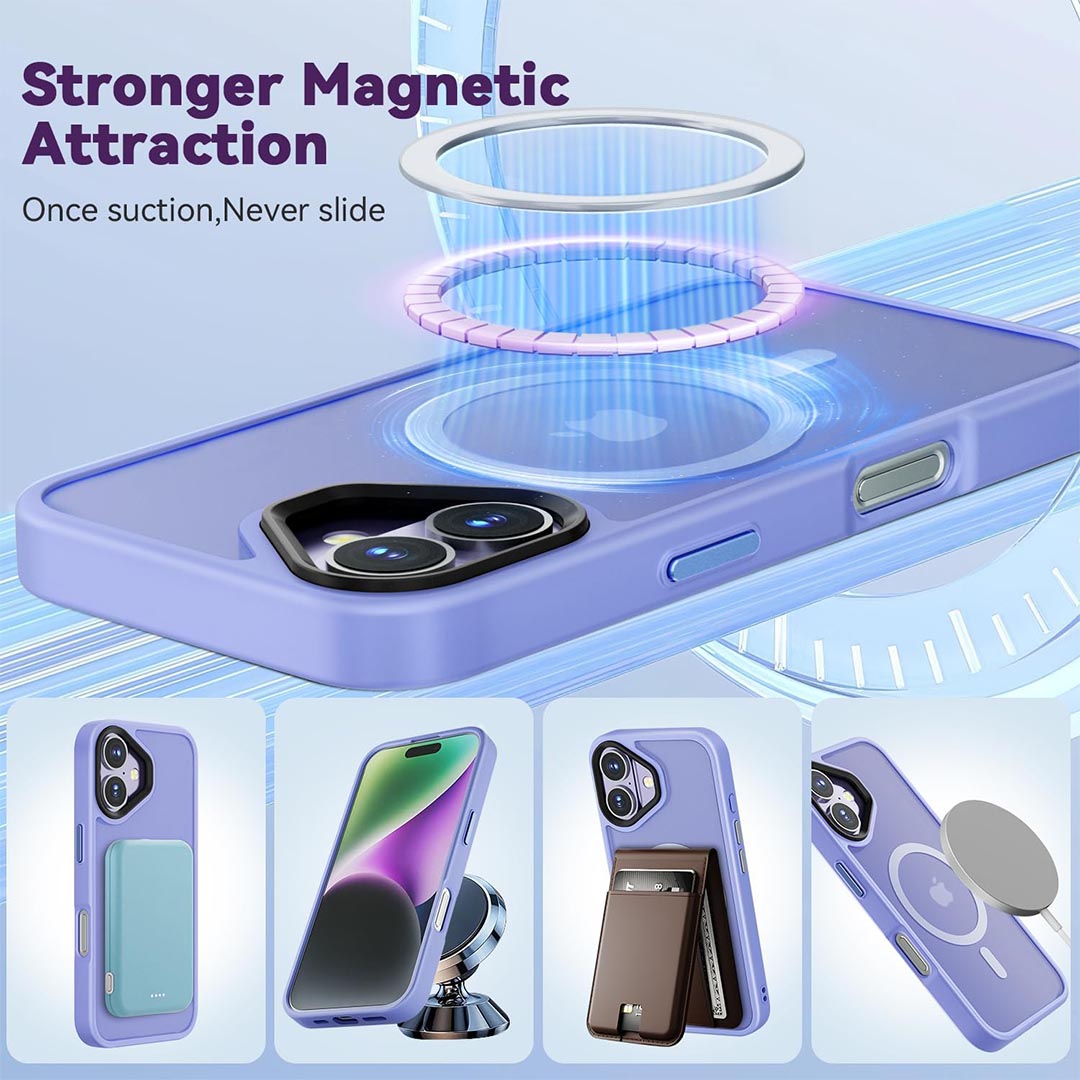 Mobile phone shell magnetic skin feeling matte translucent protective cover for iPhone 16