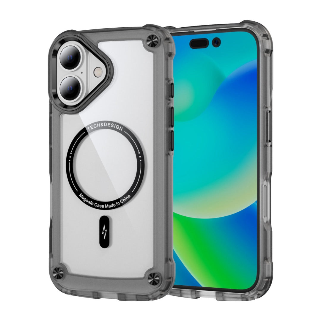 Tough acrylic Clear iphone16 16.1 Inch Case, MagSafe Compatible, Shockproof, Colour Border, Durable Slim Design, Anti-scratch & Drop Protection Phone Cover