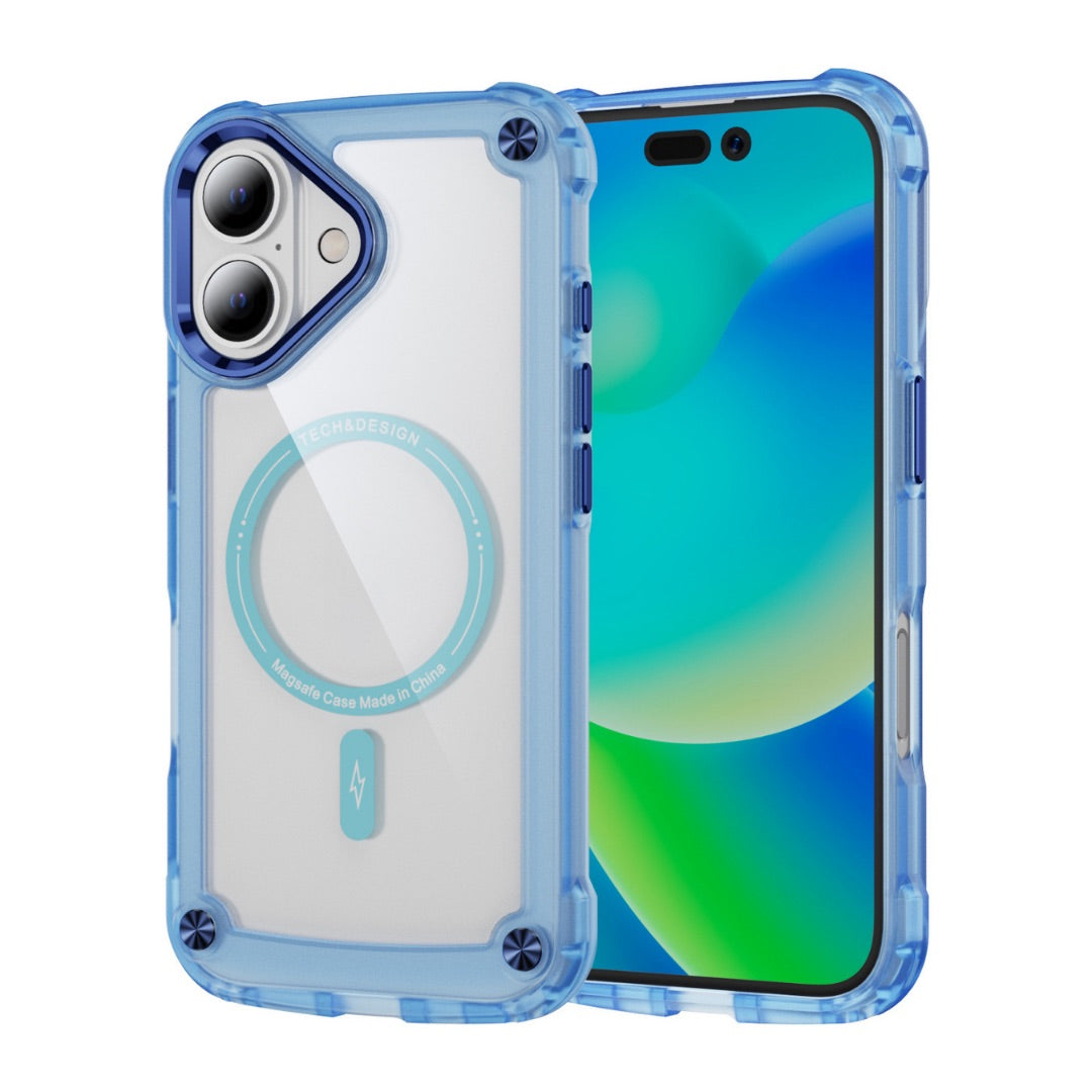 Tough acrylic Clear iphone16 16.1 Inch Case, MagSafe Compatible, Shockproof, Colour Border, Durable Slim Design, Anti-scratch & Drop Protection Phone Cover