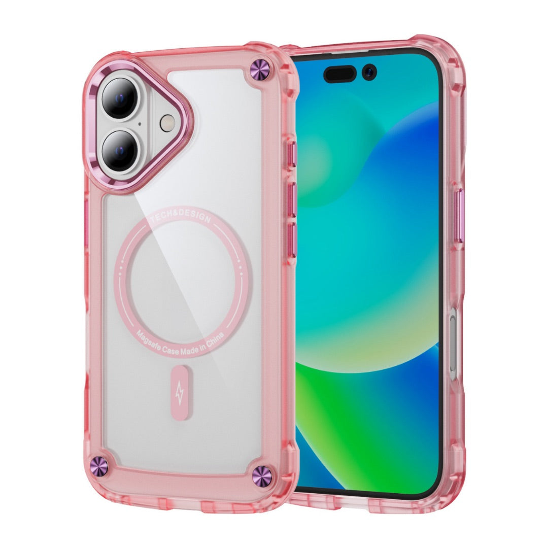 Tough acrylic Clear iphone16 16.1 Inch Case, MagSafe Compatible, Shockproof, Colour Border, Durable Slim Design, Anti-scratch & Drop Protection Phone Cover