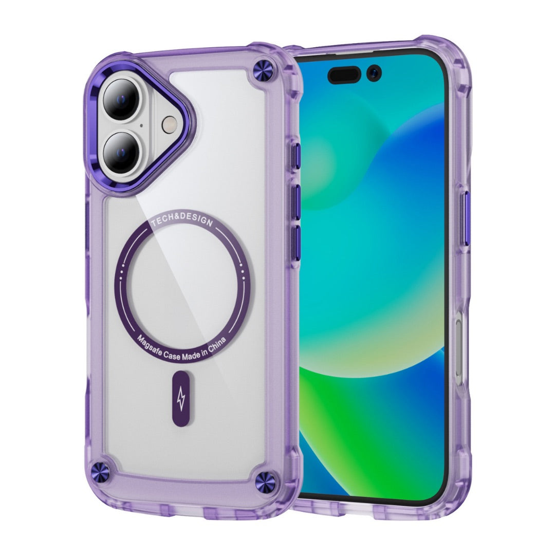 Tough acrylic Clear iphone16 16.1 Inch Case, MagSafe Compatible, Shockproof, Colour Border, Durable Slim Design, Anti-scratch & Drop Protection Phone Cover