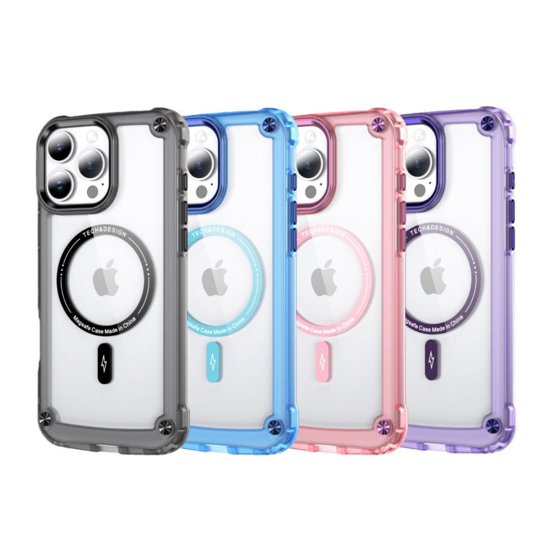 Tough acrylic Clear iphone16 16.1 Inch Case, MagSafe Compatible, Shockproof, Colour Border, Durable Slim Design, Anti-scratch & Drop Protection Phone Cover
