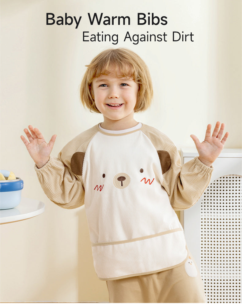 Soft, flexible corduroy baby overalls, windproof, cozy, and unisex animal printed baby warm bibs with waterproof liner