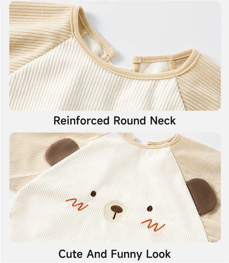Soft, flexible corduroy baby overalls, windproof, cozy, and unisex animal printed baby warm bibs with waterproof liner