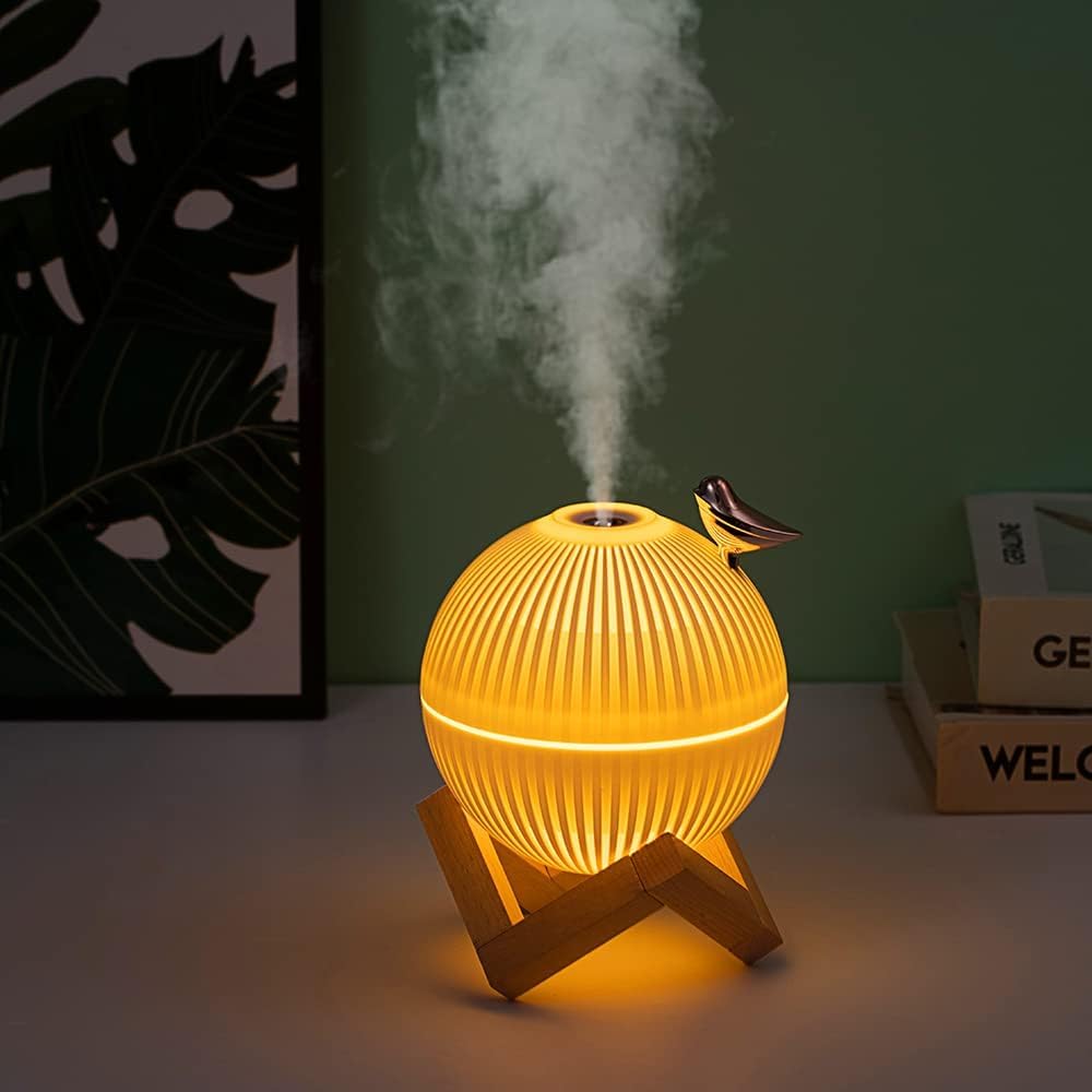 Cool Mist Mini Humidifier. Cute Portable Small Air Humidifier with USB for Bedroom Desk Plants & Baby Nursery. Moon Lamp USB Ultrasonic Humidifier Decor. Silent & Auto Shut-Off 330ml (Lark Humidifier)