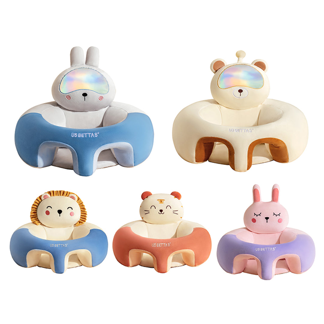 Animal shaped cute infant support seat, soft and supportive, two sided protection area, helping babies sit up with style, baby support training seat