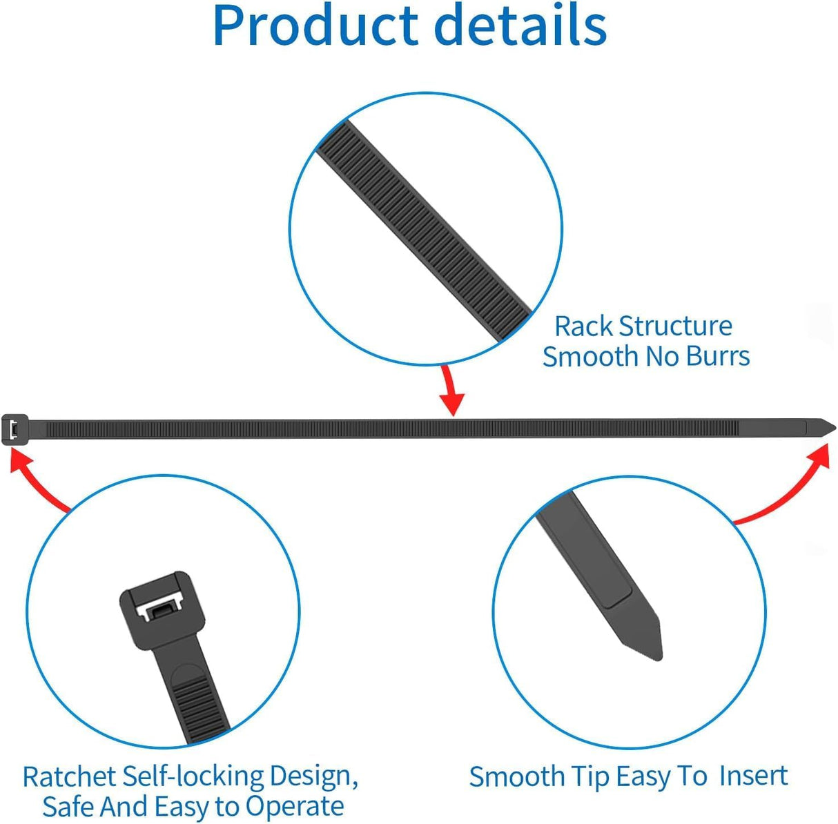 Cable Tie (300mm, 100 Pieces, Black) (Black)