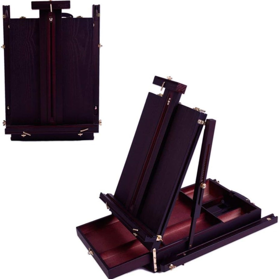 Mont Marte MEA0027 French Box Easels Paint Easel with Drawer, Wooden Pallete, Black