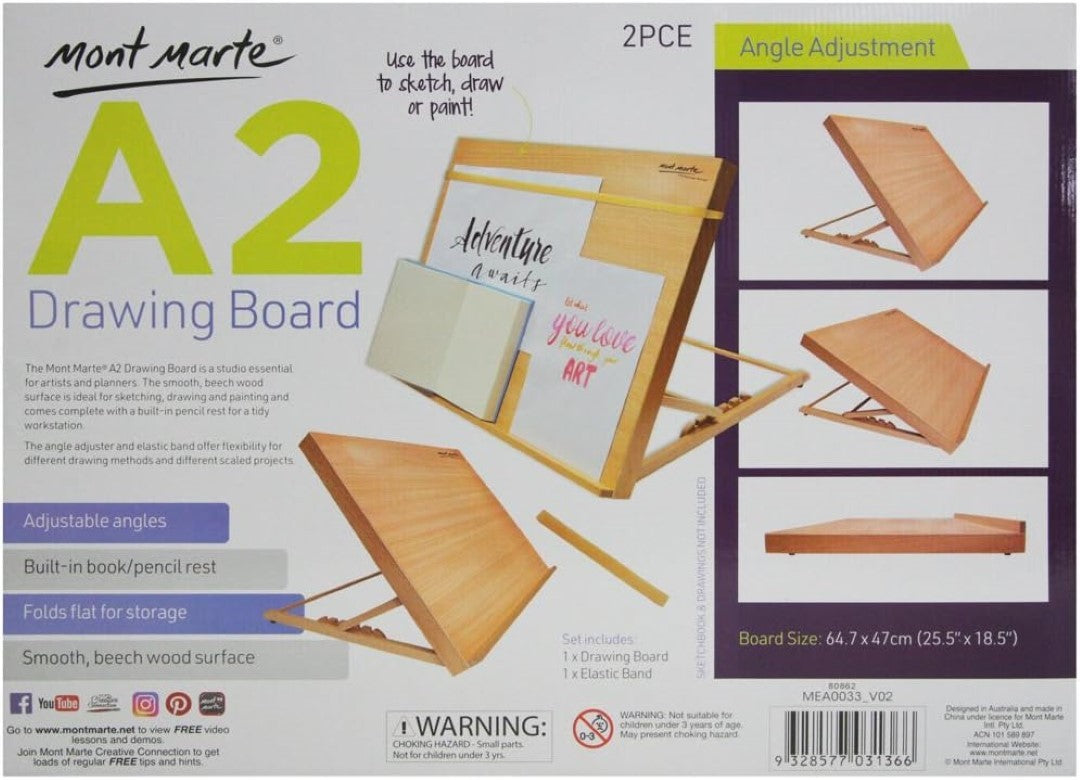 Mont Marte Drawing Board A2 with Elastic Band