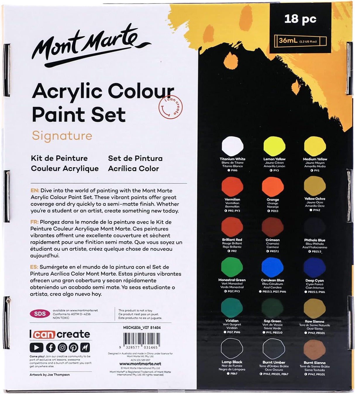 Mont Marte ACRYLIC COLOR 18X36ML