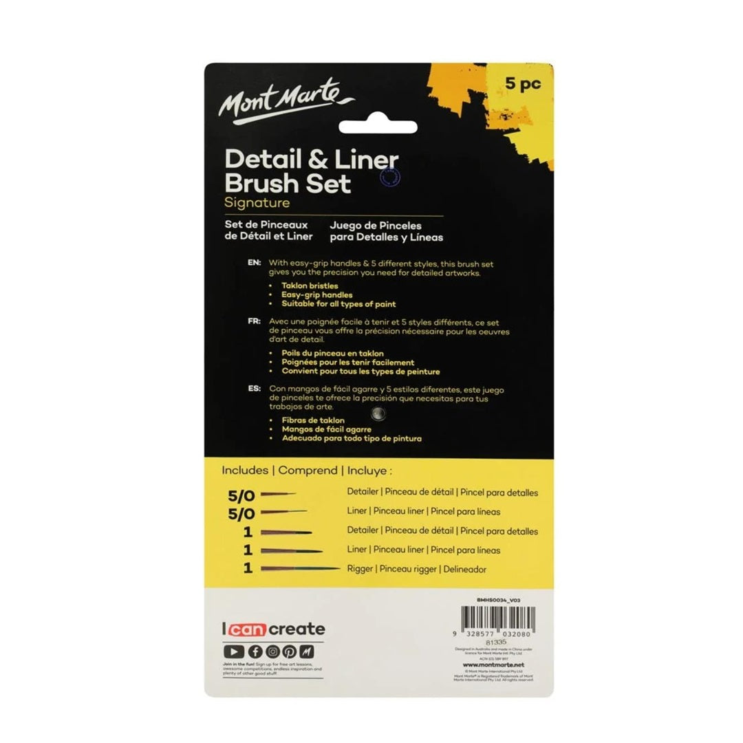 Mont Marte BRUSH TAKLON DETAIL LINER 5PCS