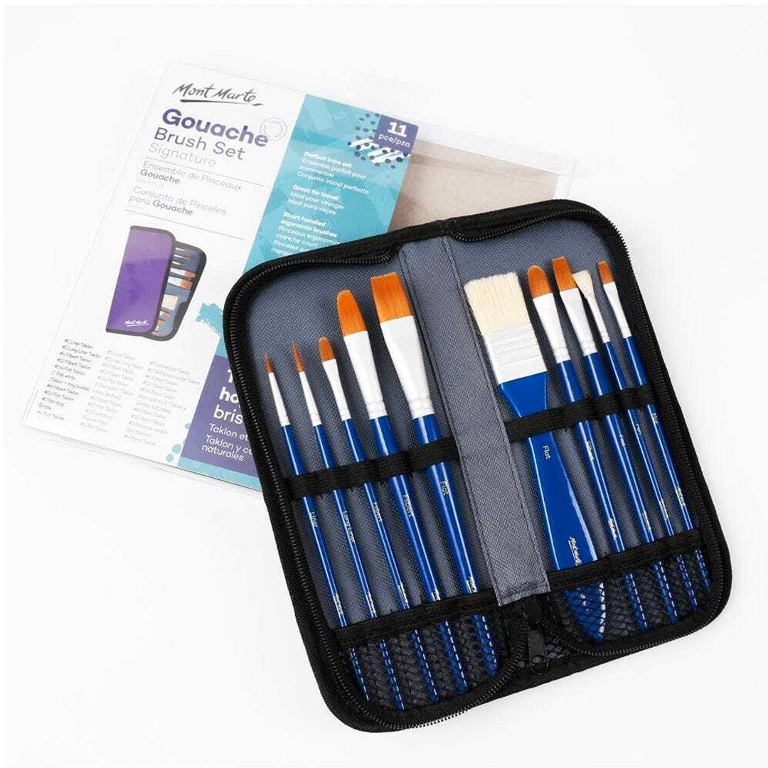 Mont Marte Signature Gouache Brush Set in Wallet 11pc