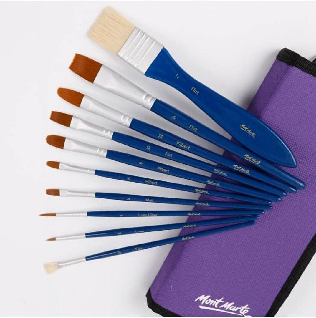 Mont Marte Signature Gouache Brush Set in Wallet 11pc