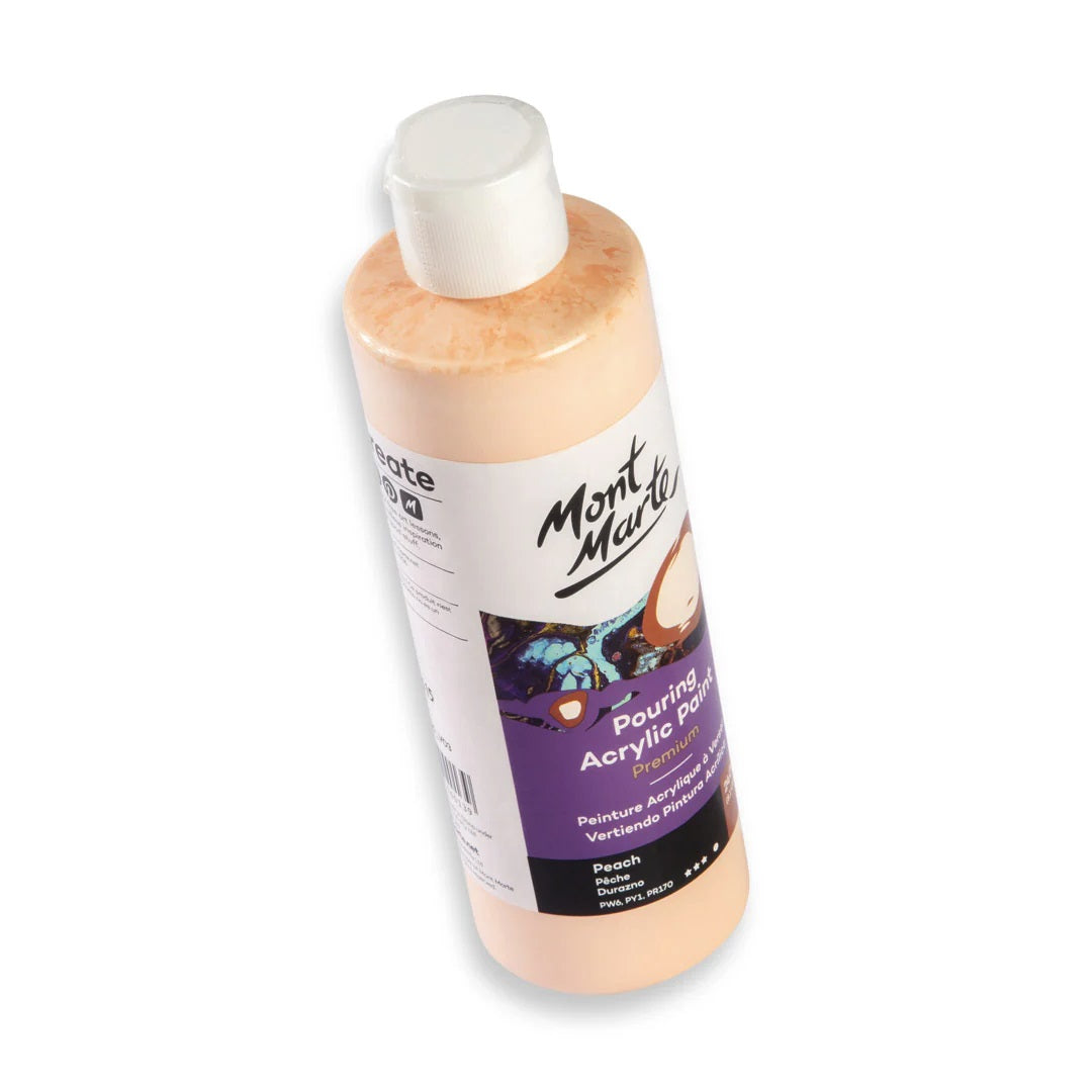 Mont Marte Premium Pouring Acrylic Paint, 240ml (8.11oz), Peach, Pre-Mixed Acrylic Paint, Suitable for a Variety of Surfaces Including Stretched Canvas, Wood, MDF and Air Drying Clay.