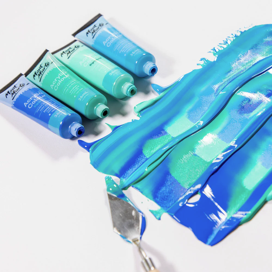 MONT MARTE Acrylic Paint Set, 48 x 36ml, Semi-Matte Finish, 48 Colours, Suitable for Canvas, Wood, MDF, Leather, Air-Dried Clay, Plaster, Cardboard, Paper and Crafts