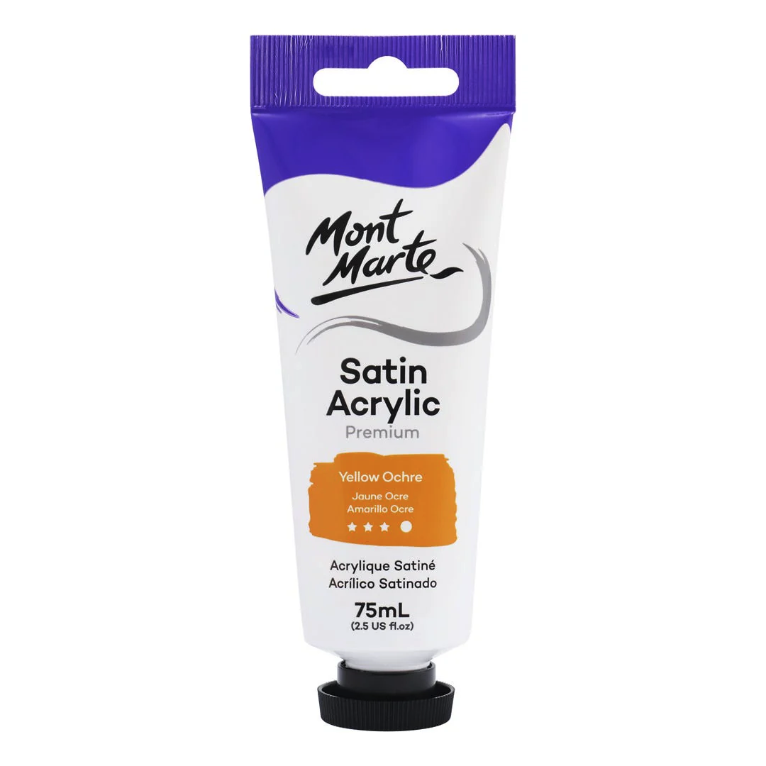 Mont Marte Premium Satin Acrylic Paint 75 ml, Yellow Ochre