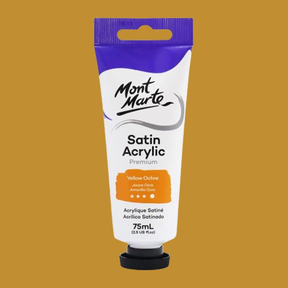 Mont Marte Premium Satin Acrylic Paint 75 ml, Yellow Ochre