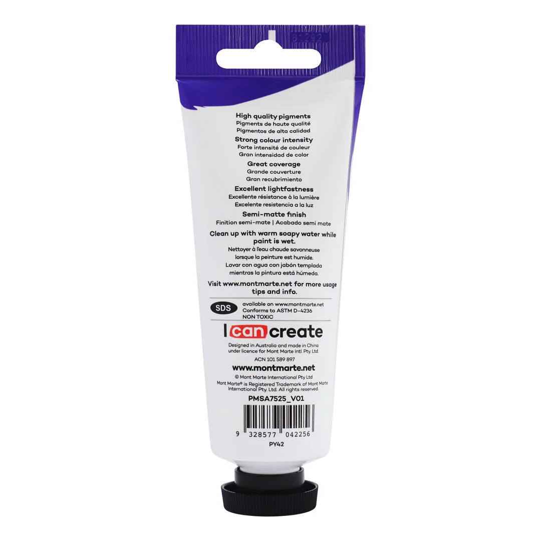 Mont Marte Premium Satin Acrylic Paint 75 ml, Yellow Ochre