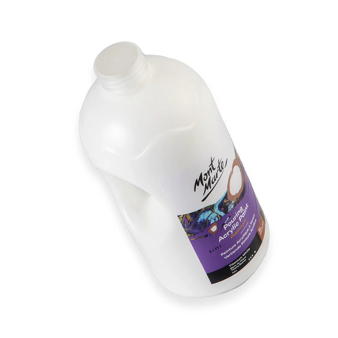 Mont Marte Premium Pouring Acrylic Paint, 1L (33.8oz), Titanium White, Pre-Mixed Acrylic Paint, Suitable for a Variety of Surfaces Including Stretched Canvas, Wood, MDF and Air Drying Clay.