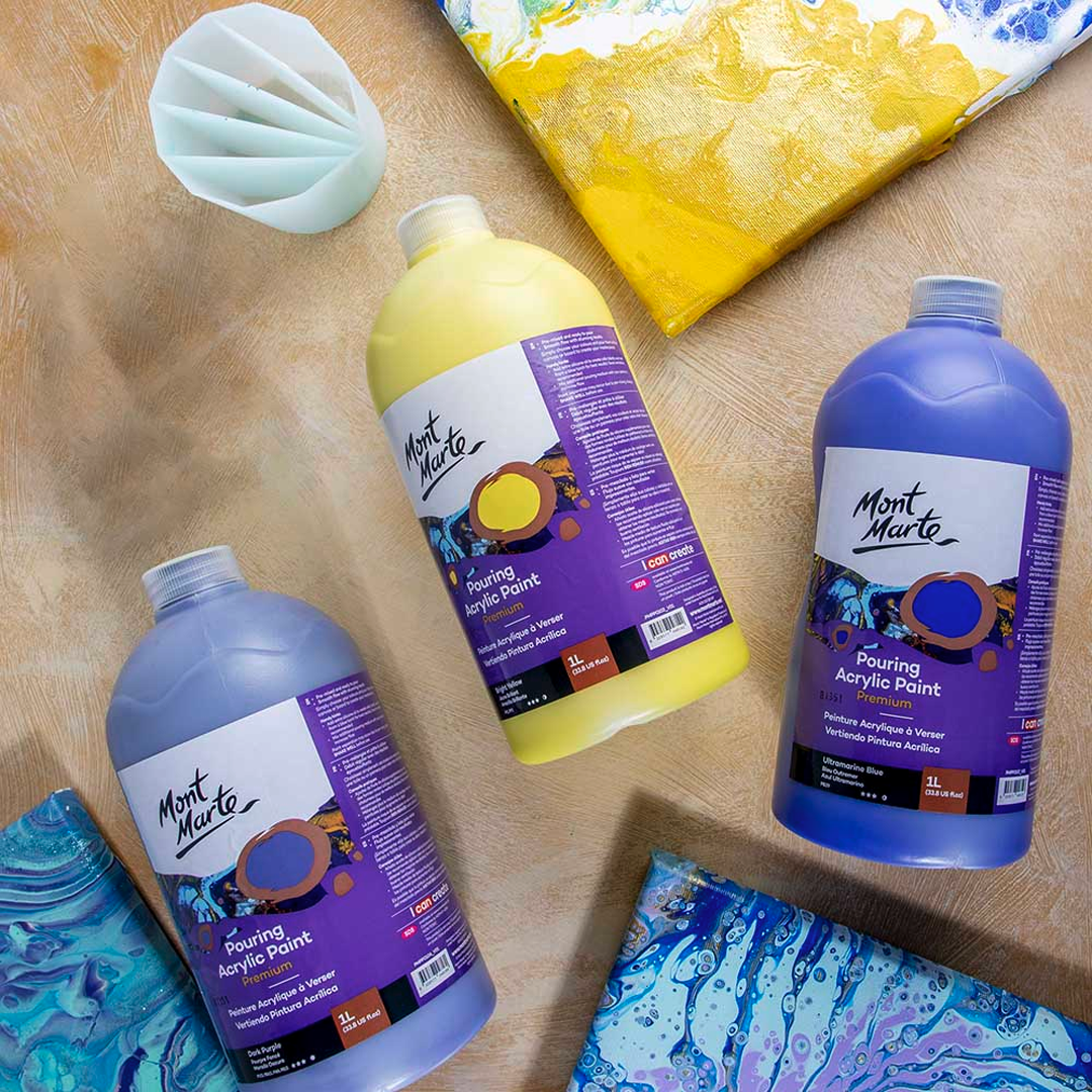 MONT MARTE Premium Pouring Acrylic Paint, 1L (33.8oz), Dark Purple, Pre-Mixed Acrylic Paint, Suitable for a Variety of Surfaces Including Stretched Canvas, Wood, MDF and Air Drying Clay.