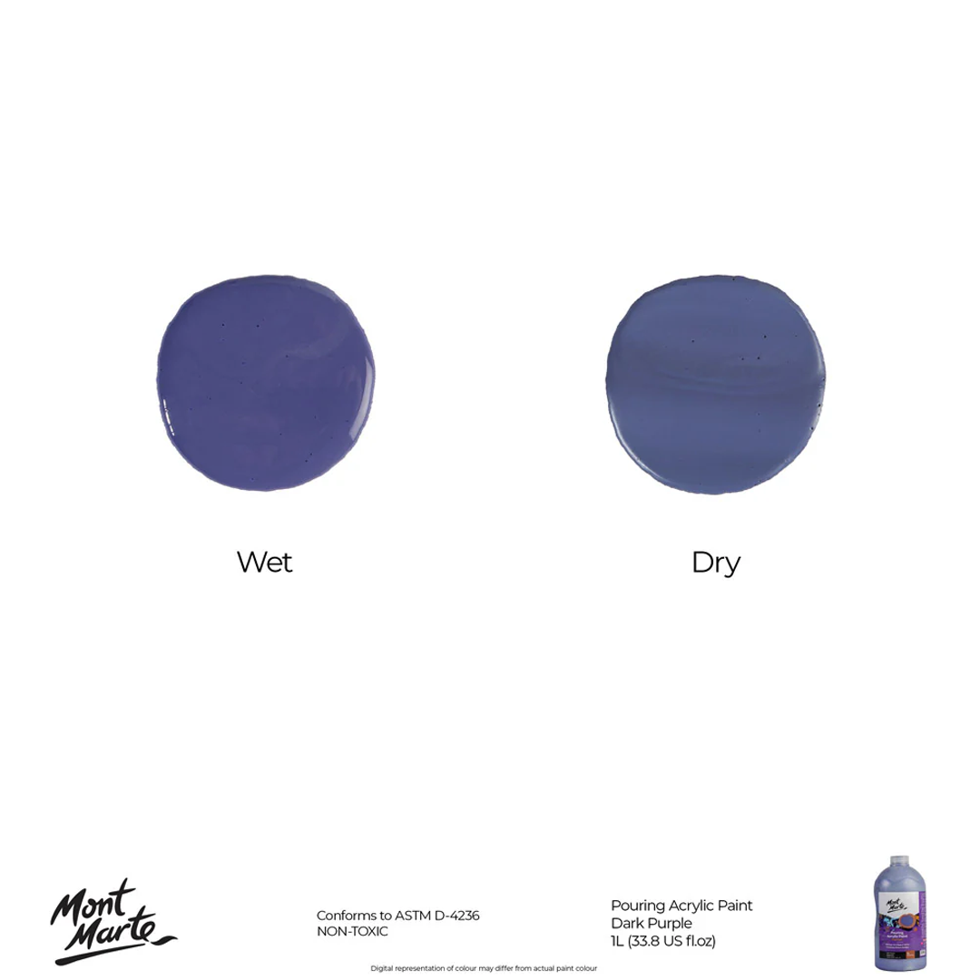 MONT MARTE Premium Pouring Acrylic Paint, 1L (33.8oz), Dark Purple, Pre-Mixed Acrylic Paint, Suitable for a Variety of Surfaces Including Stretched Canvas, Wood, MDF and Air Drying Clay.