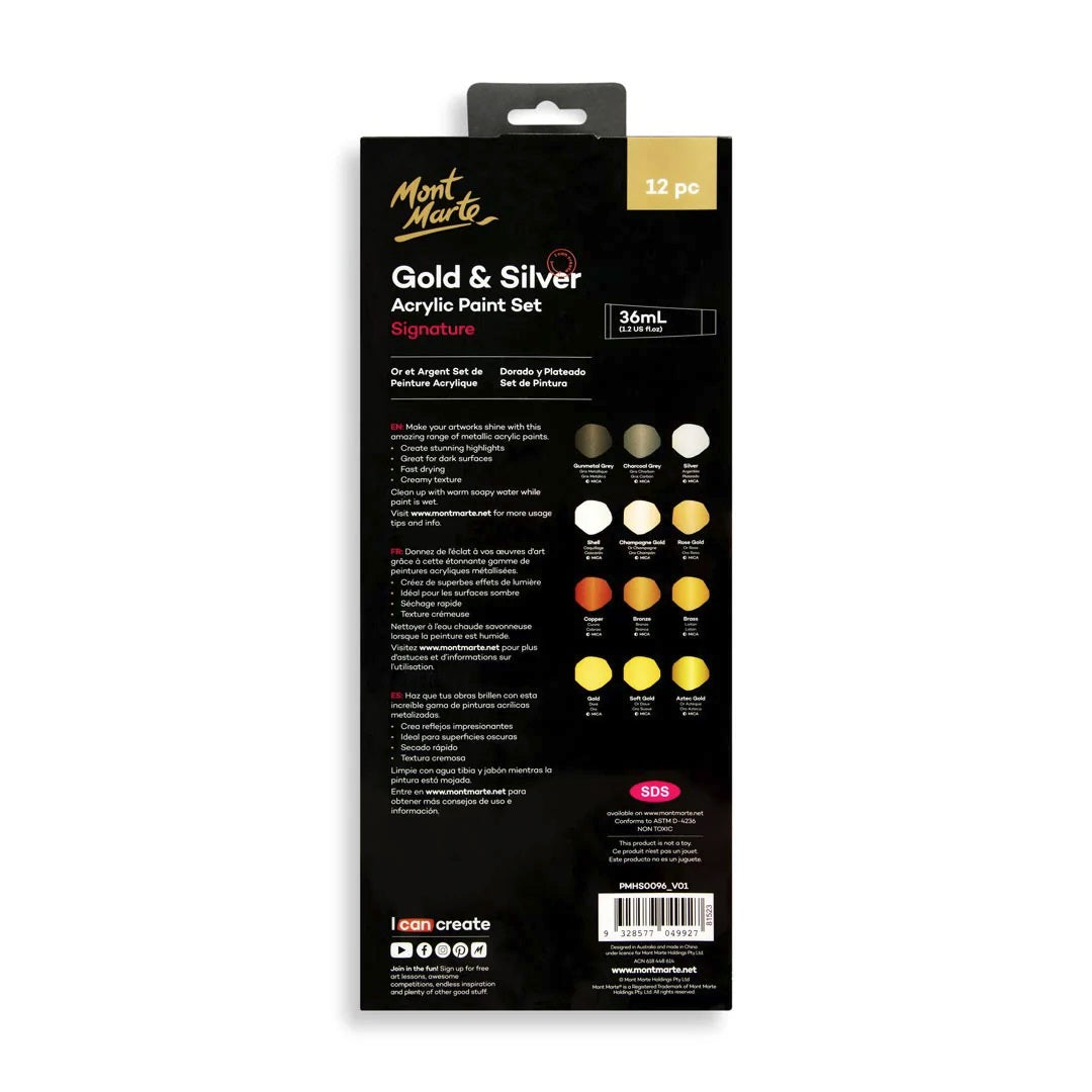 Mont Marte Gold Paint Series Set 12pc x 36ml