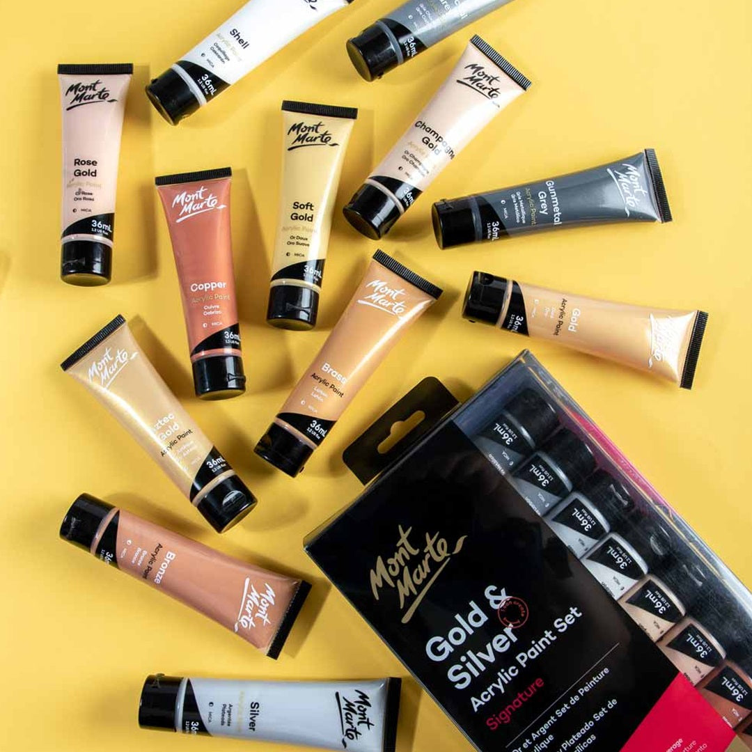 Mont Marte Gold Paint Series Set 12pc x 36ml