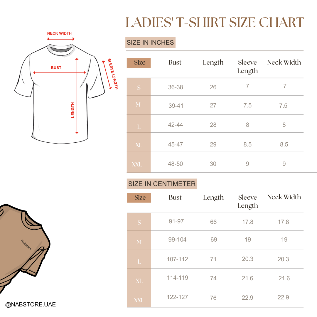 NAB Women 100% Cotton Premium T-Shirt – Sea Green, Camel, Black, Blue, Offwhite | S-XXL