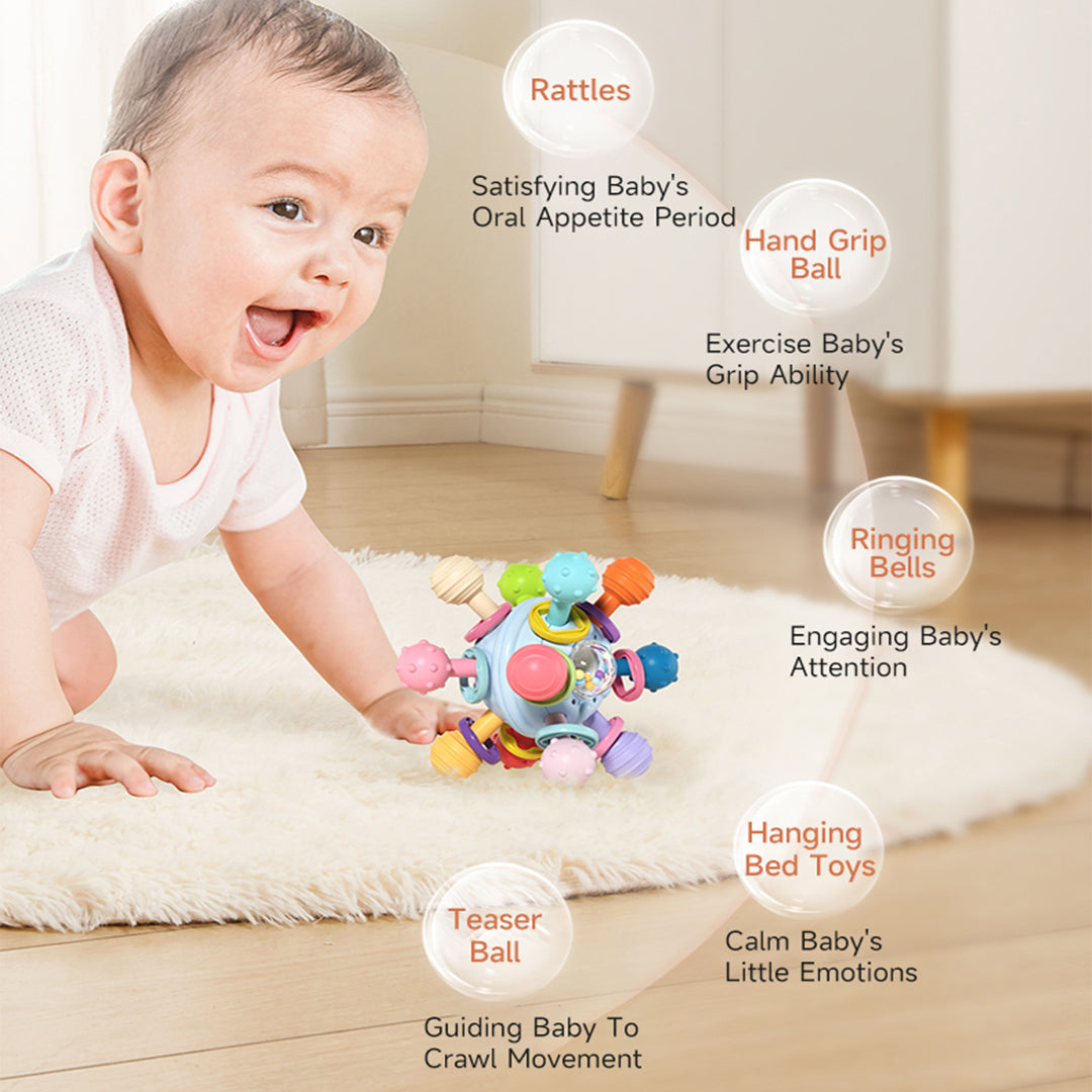 High Quality Baby Sensory Teething Toy, Food Grade Material with Rattle Sound, Newborn Teething Balls